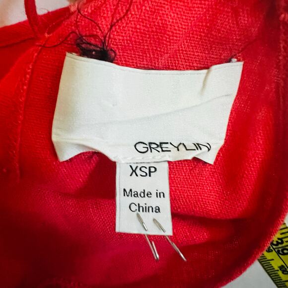 Anthropologie Greylin Linen Wide Keg Cropped Jumpsuit Size XS Petite Coral - Picture 5 of 10